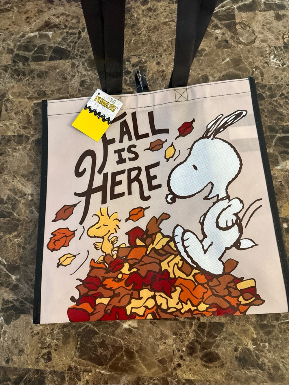 Peanuts "Fall Is Here" Snoopy & Woodstock Reusable Tote Bag - Brown/Orange